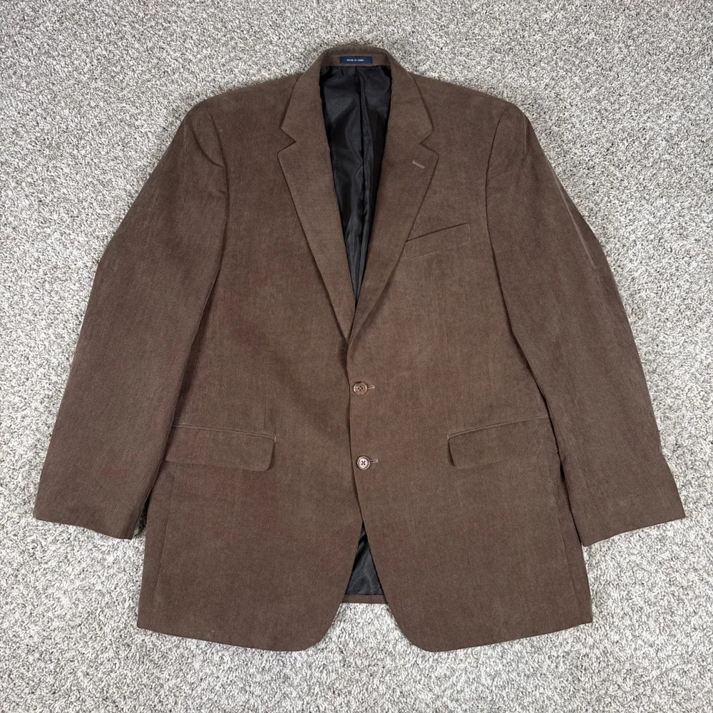 Ralph Lauren Blazer Mens 44L Brown Corduroy Polyester Blend Preppy Dark Academia
